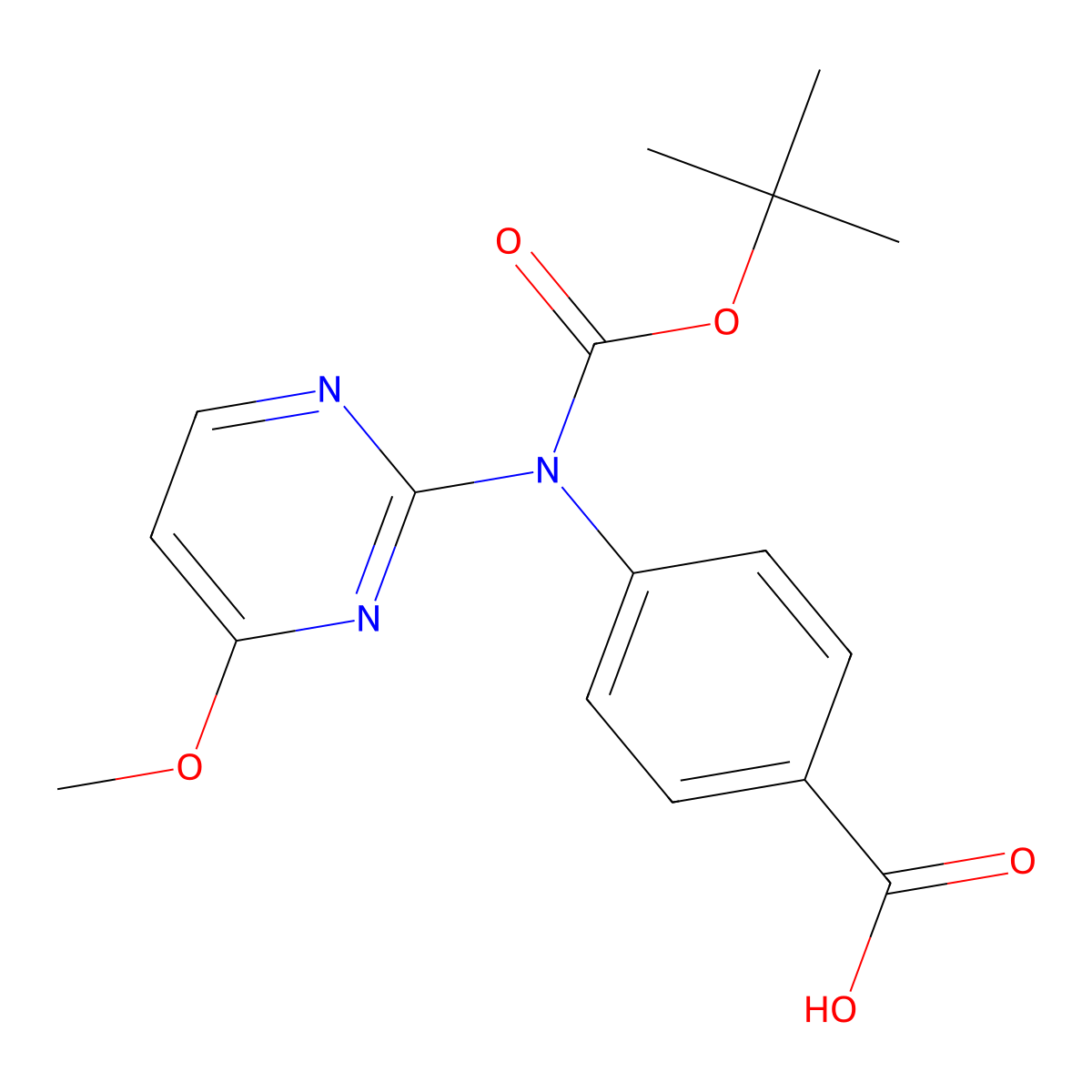4-{[(Tert-butoxy)carbonyl](4-methoxypyrimidin-2-yl)amino}benzoic acid molecular structure, CAS 2680757-36-0