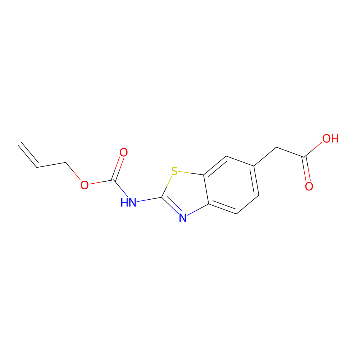 2-(2-{[(Prop-2-en-1-yloxy)carbonyl]amino}-1,3-benzothiazol-6-yl)acetic acid molecular structure, CAS 2680757-38-2