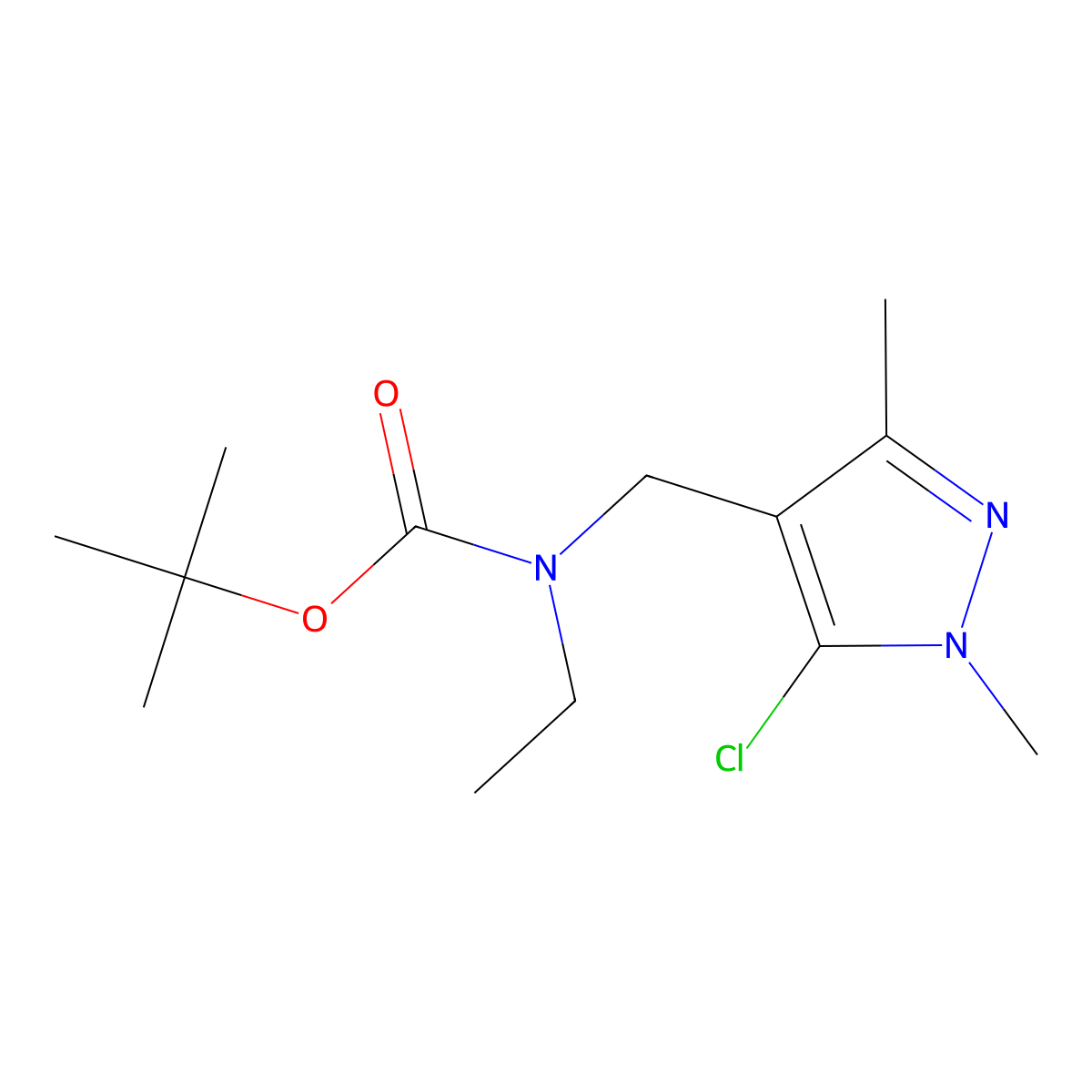 tert-butyl N-[(5-chloro-1,3-dimethyl-1H-pyrazol-4-yl)methyl]-N-ethylcarbamate molecular structure, CAS 2680757-39-3