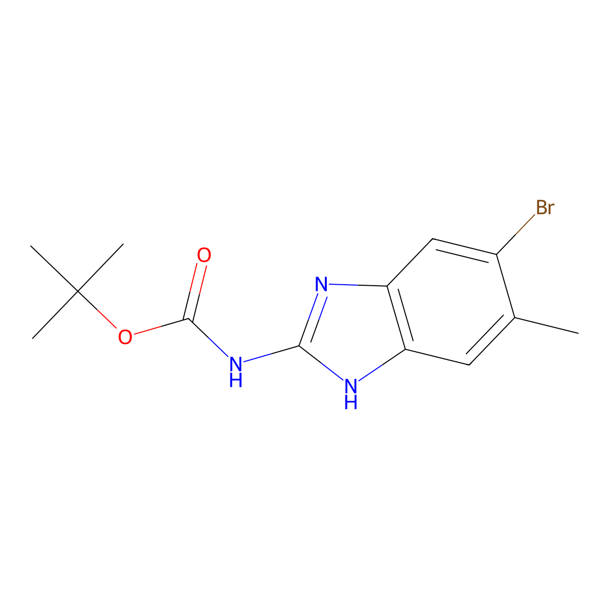 tert-butyl N-(5-bromo-6-methyl-1H-1,3-benzodiazol-2-yl)carbamate molecular structure, CAS 2680757-54-2