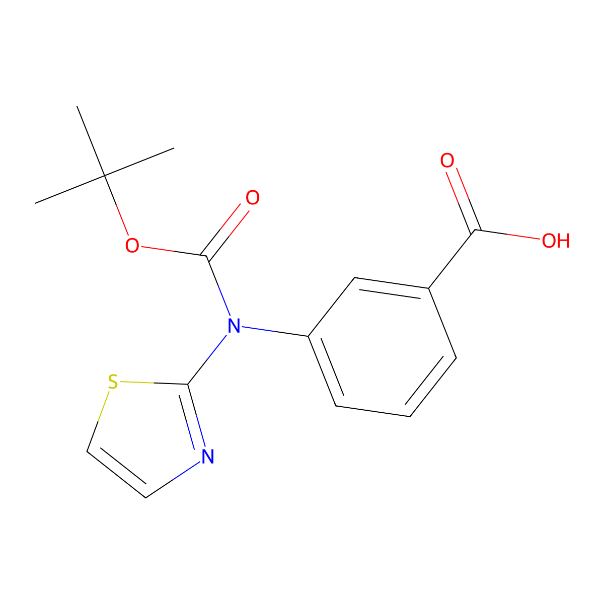 3-{[(Tert-butoxy)carbonyl](1,3-thiazol-2-yl)amino}benzoic acid molecular structure, CAS 2680757-55-3