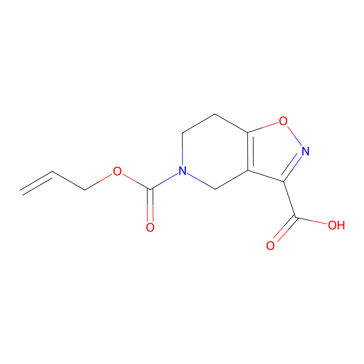 5-[(prop-2-en-1-yloxy)carbonyl]-4H,5H,6H,7H-[1,2]oxazolo[4,5-c]pyridine-3-carboxylic acid molecular structure, CAS 2680757-58-6