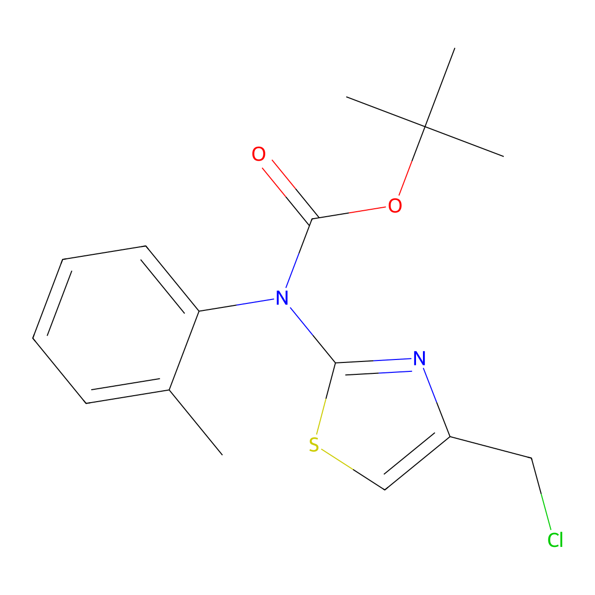 tert-butyl N-[4-(chloromethyl)-1,3-thiazol-2-yl]-N-(2-methylphenyl)carbamate molecular structure, CAS 2680757-60-0
