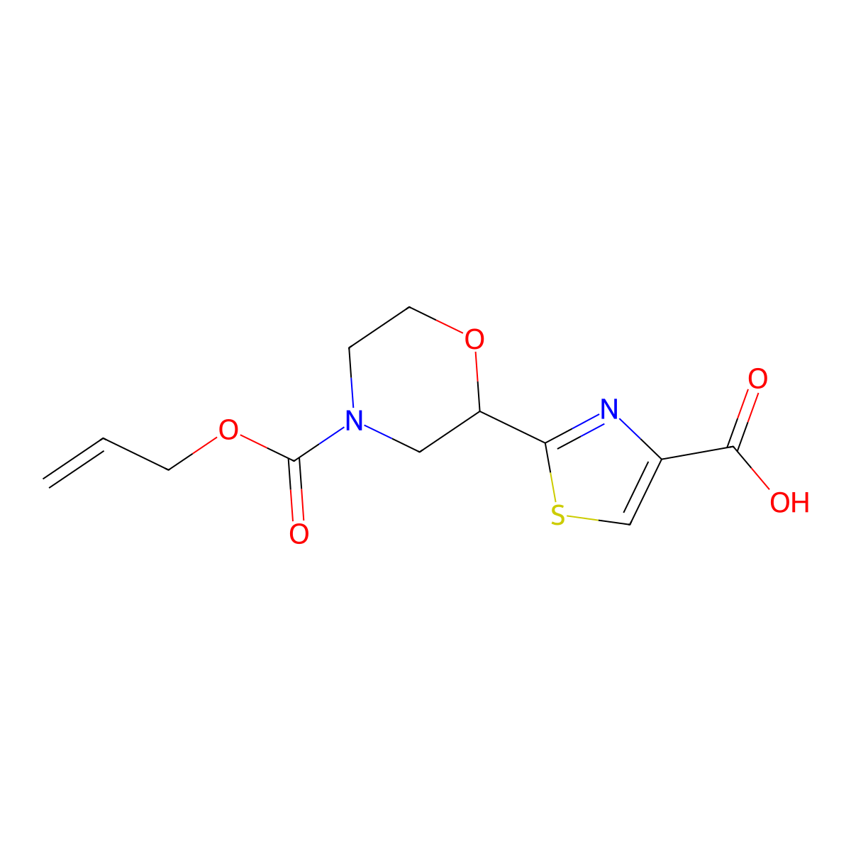 2-{4-[(Prop-2-en-1-yloxy)carbonyl]morpholin-2-yl}-1,3-thiazole-4-carboxylic acid molecular structure, CAS 2680757-69-9