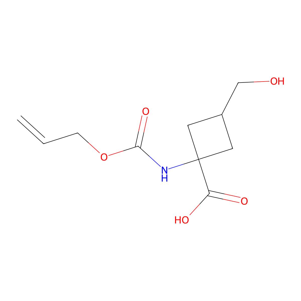 3-(Hydroxymethyl)-1-{[(prop-2-en-1-yloxy)carbonyl]amino}cyclobutane-1-carboxylic acid molecular structure, CAS 2680757-73-5