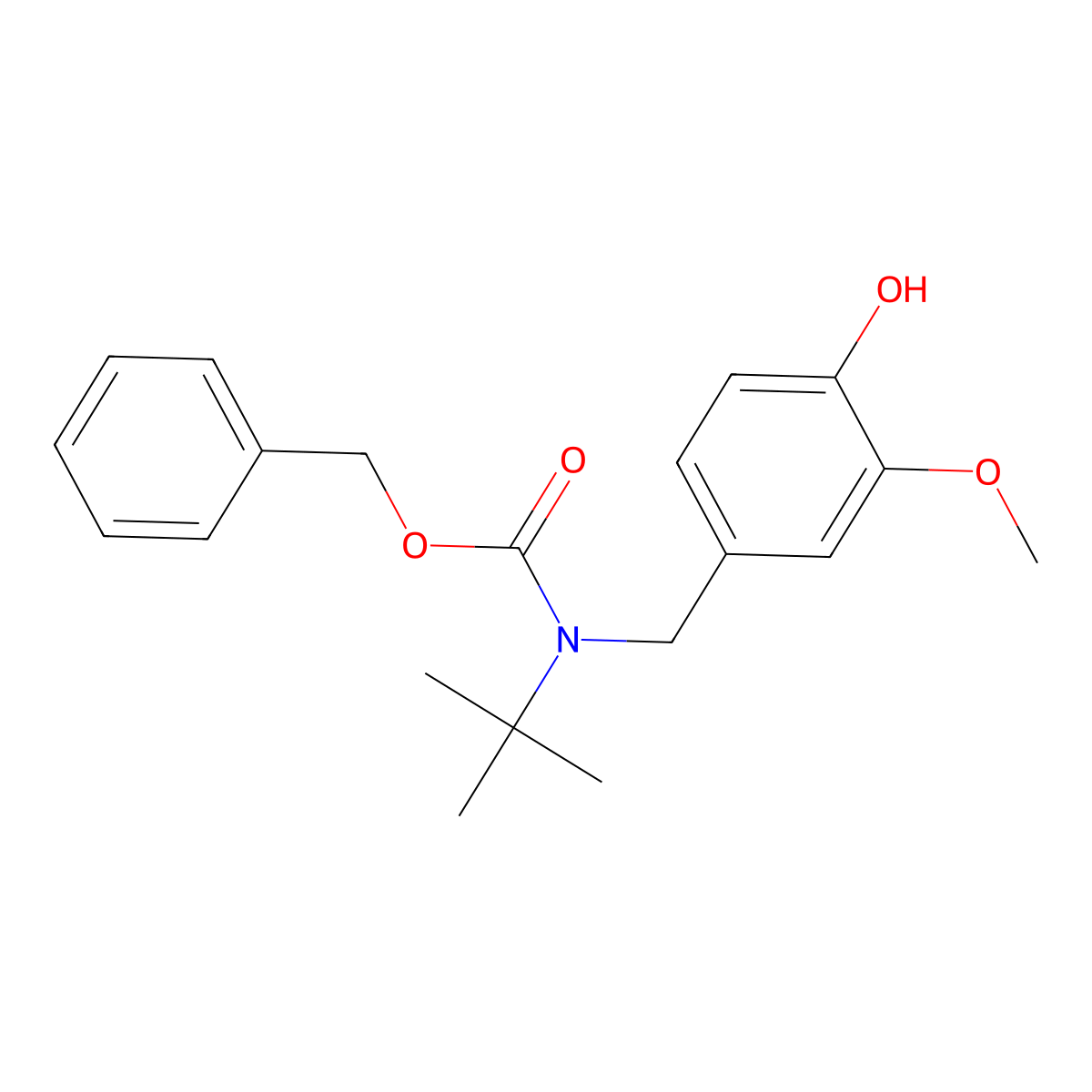 benzyl N-tert-butyl-N-[(4-hydroxy-3-methoxyphenyl)methyl]carbamate molecular structure, CAS 2680757-74-6