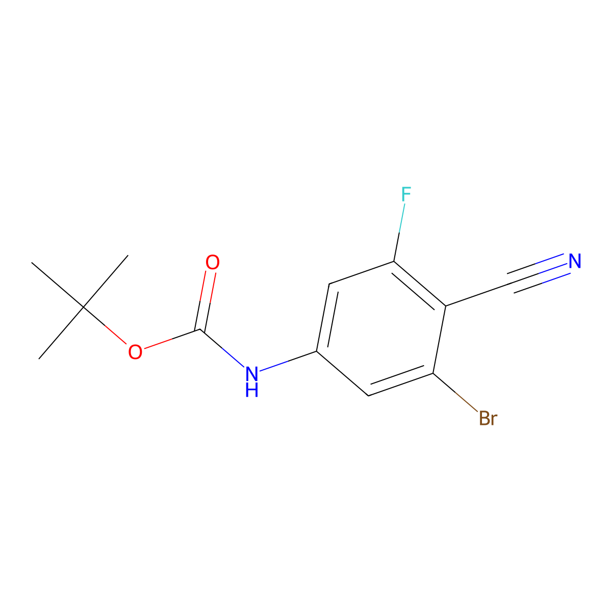 tert-butyl N-(3-bromo-4-cyano-5-fluorophenyl)carbamate molecular structure, CAS 2680757-76-8