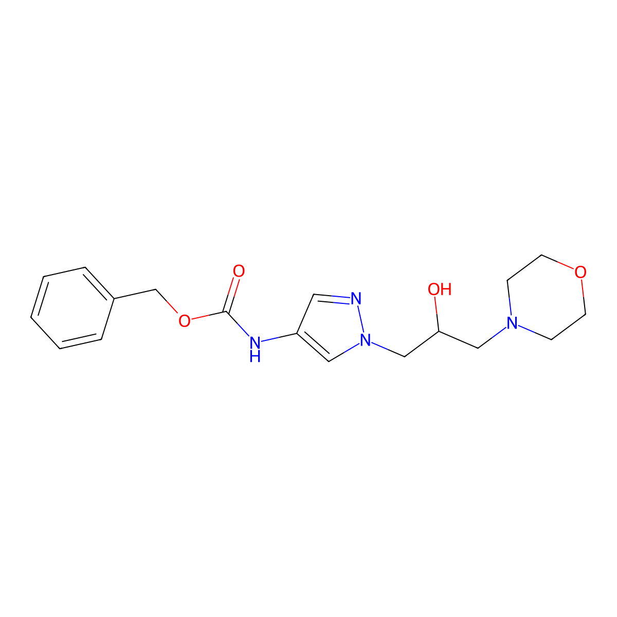 benzyl N-{1-[2-hydroxy-3-(morpholin-4-yl)propyl]-1H-pyrazol-4-yl}carbamate molecular structure, CAS 2680757-78-0