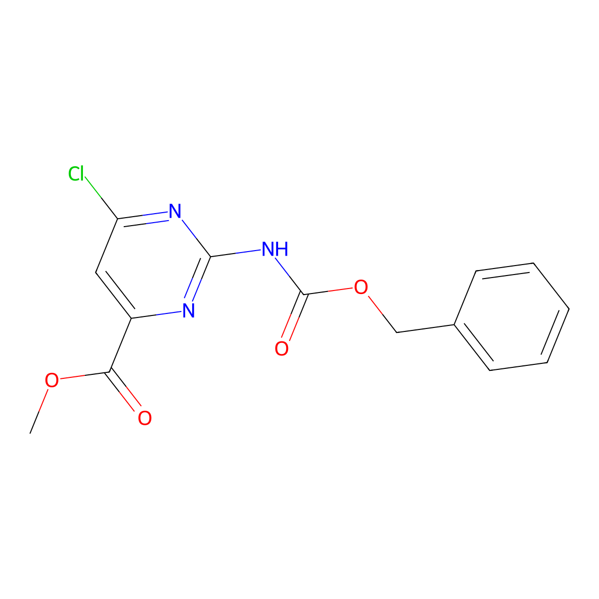 Methyl 2-{[(benzyloxy)carbonyl]amino}-6-chloropyrimidine-4-carboxylate molecular structure, CAS 2680757-81-5