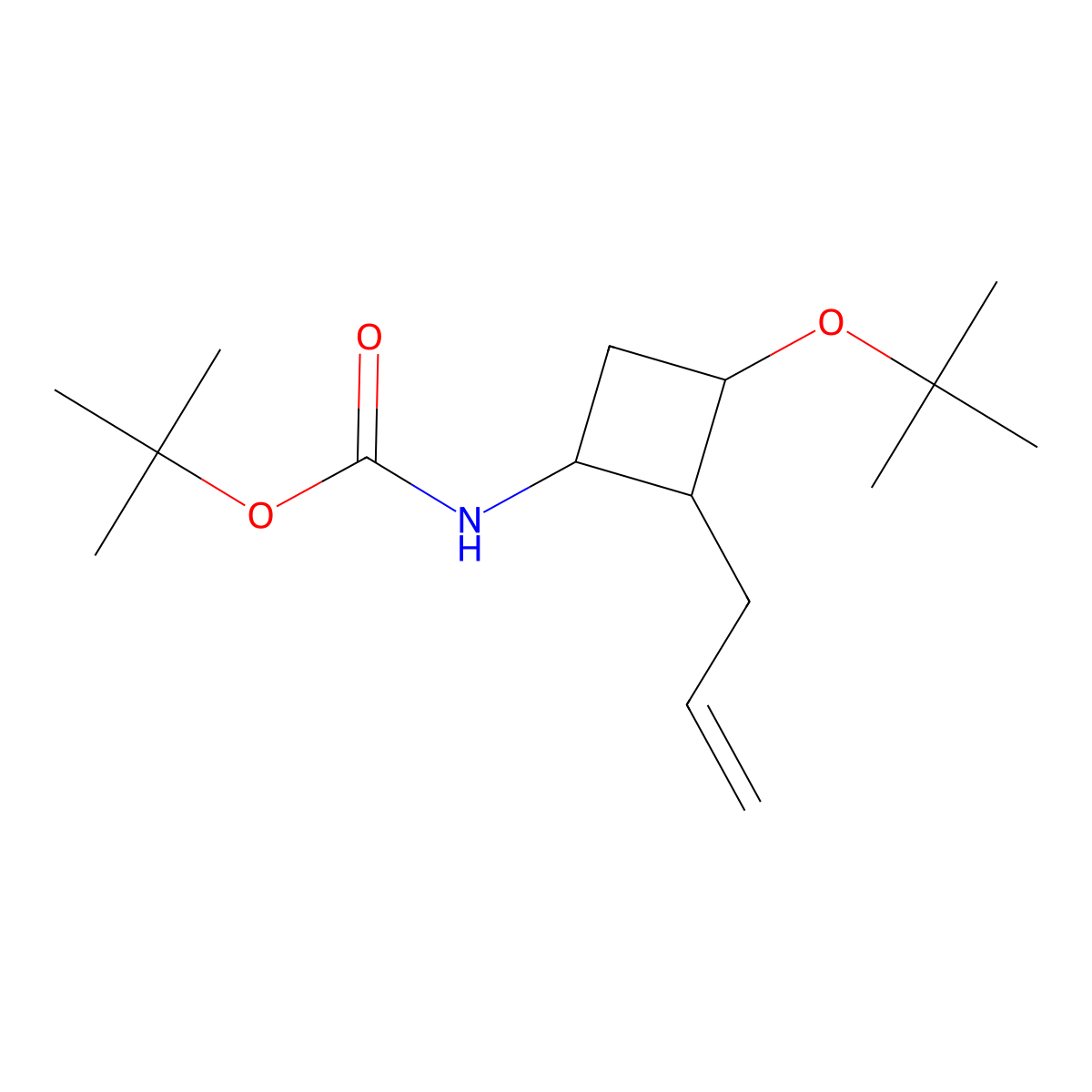 tert-butyl N-[3-(tert-butoxy)-2-(prop-2-en-1-yl)cyclobutyl]carbamate molecular structure, CAS 2680757-82-6