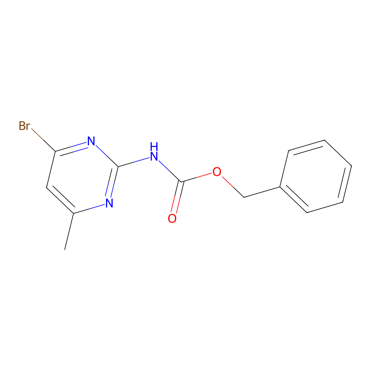 benzyl N-(4-bromo-6-methylpyrimidin-2-yl)carbamate molecular structure, CAS 2680757-86-0