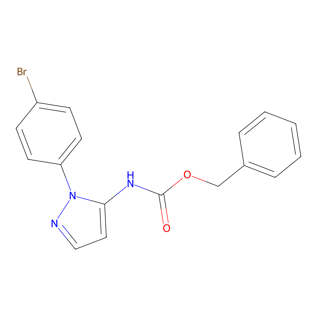 benzyl N-[1-(4-bromophenyl)-1H-pyrazol-5-yl]carbamate molecular structure, CAS 2680757-87-1
