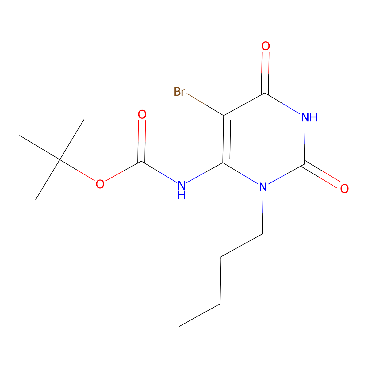 tert-butyl N-(5-bromo-3-butyl-2,6-dioxo-1,2,3,6-tetrahydropyrimidin-4-yl)carbamate molecular structure, CAS 2680758-04-5