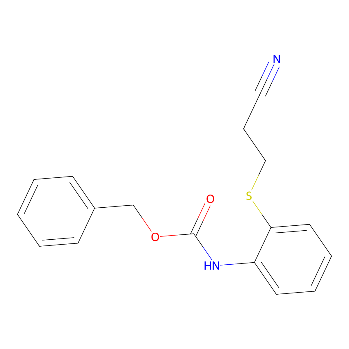 benzyl N-{2-[(2-cyanoethyl)sulfanyl]phenyl}carbamate molecular structure, CAS 2680758-06-7