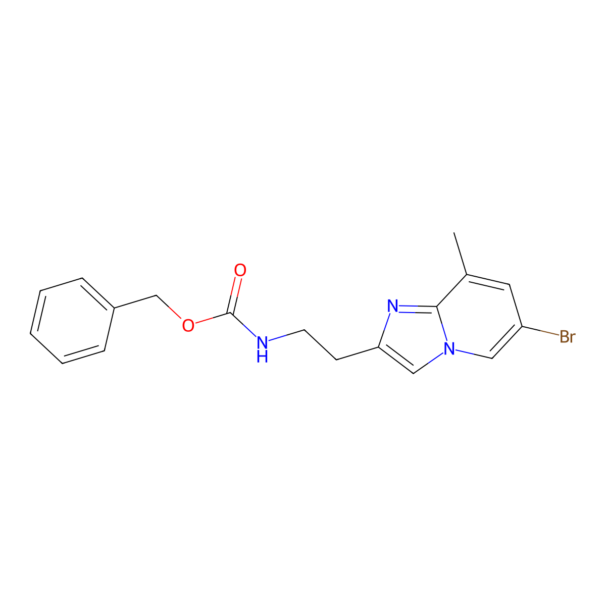 benzyl N-(2-{6-bromo-8-methylimidazo[1,2-a]pyridin-2-yl}ethyl)carbamate molecular structure, CAS 2680758-11-4