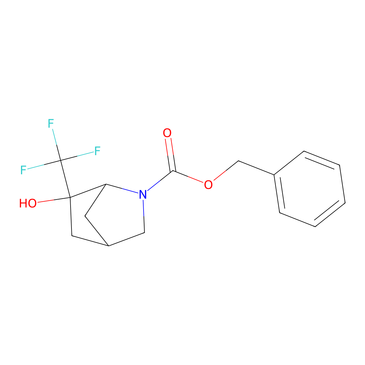 Benzyl 6-hydroxy-6-(trifluoromethyl)-2-azabicyclo[2.2.1]heptane-2-carboxylate molecular structure, CAS 2680758-12-5