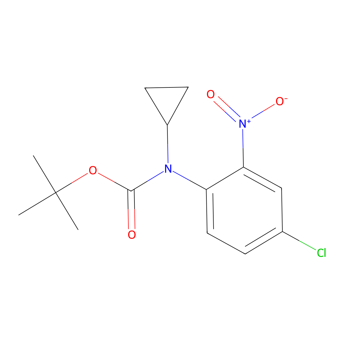 tert-butyl N-(4-chloro-2-nitrophenyl)-N-cyclopropylcarbamate molecular structure, CAS 2680758-16-9