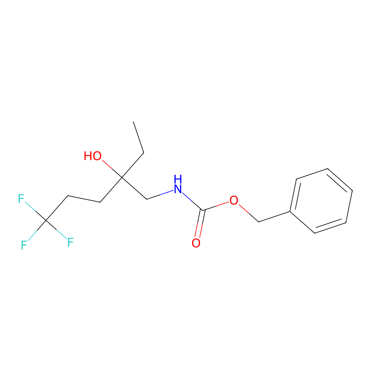 benzyl N-(2-ethyl-5,5,5-trifluoro-2-hydroxypentyl)carbamate molecular structure, CAS 2680758-28-3