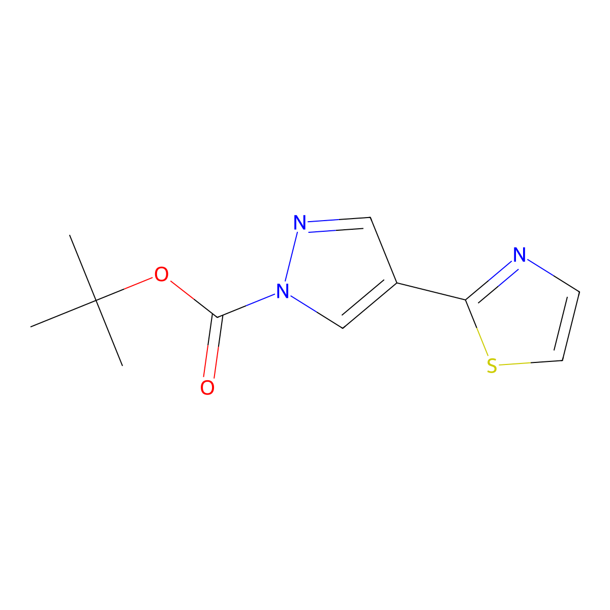 tert-butyl 4-(1,3-thiazol-2-yl)-1H-pyrazole-1-carboxylate molecular structure, CAS 2680758-35-2