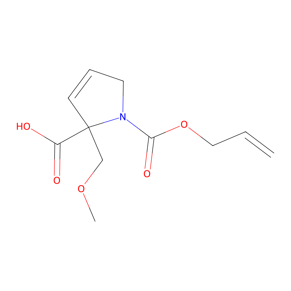 2-(methoxymethyl)-1-[(prop-2-en-1-yloxy)carbonyl]-2,5-dihydro-1H-pyrrole-2-carboxylic acid molecular structure, CAS 2680758-39-6