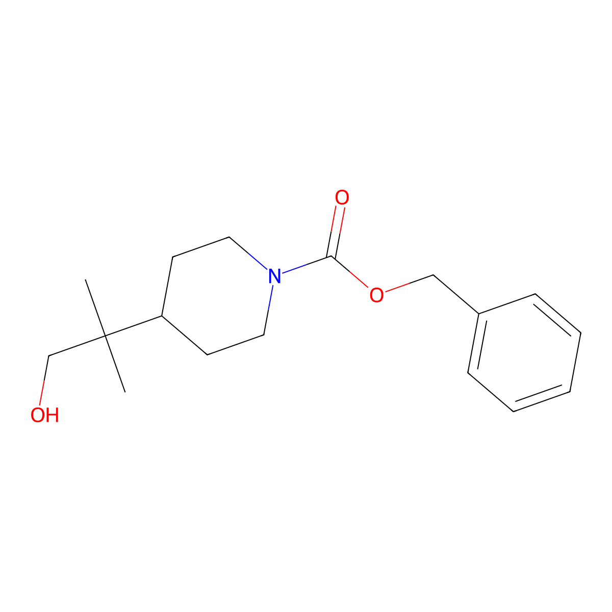 Benzyl 4-(1-hydroxy-2-methylpropan-2-yl)piperidine-1-carboxylate molecular structure, CAS 2680758-41-0