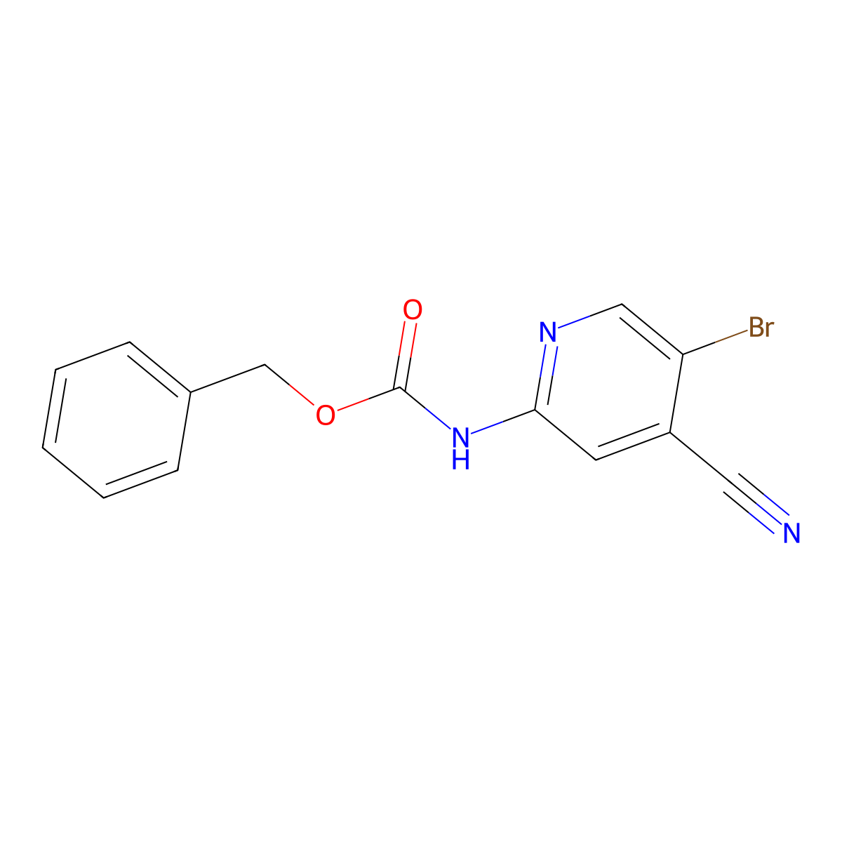 benzyl N-(5-bromo-4-cyanopyridin-2-yl)carbamate molecular structure, CAS 2680758-49-8