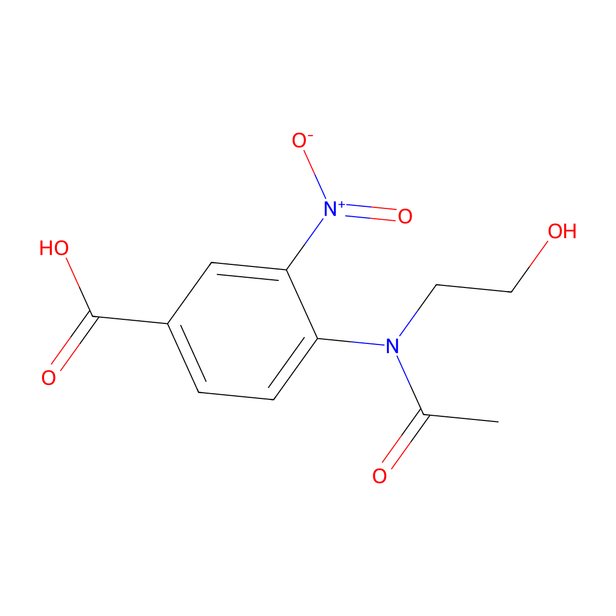 4-[N-(2-hydroxyethyl)acetamido]-3-nitrobenzoic acid molecular structure, CAS 2680758-50-1