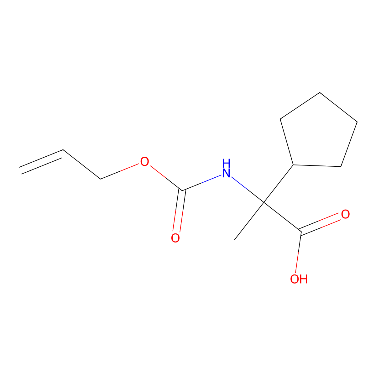 2-Cyclopentyl-2-{[(prop-2-en-1-yloxy)carbonyl]amino}propanoic acid molecular structure, CAS 2680758-54-5