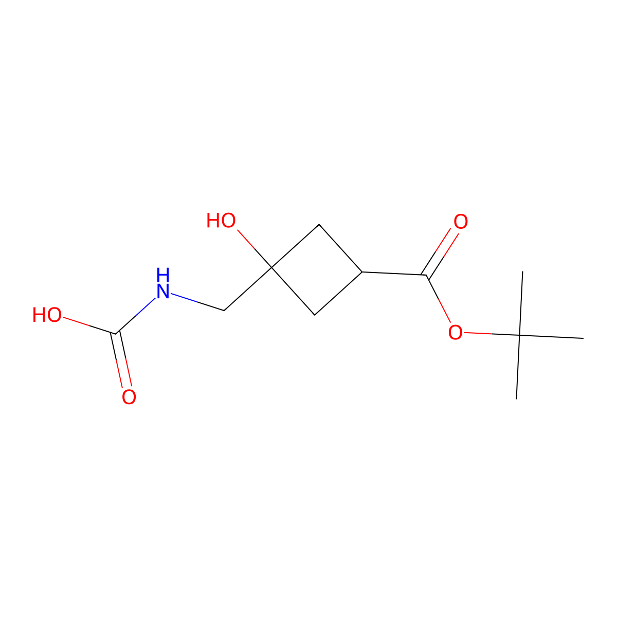 ({3-[(Tert-butoxy)carbonyl]-1-hydroxycyclobutyl}methyl)carbamic acid molecular structure, CAS 2680758-58-9
