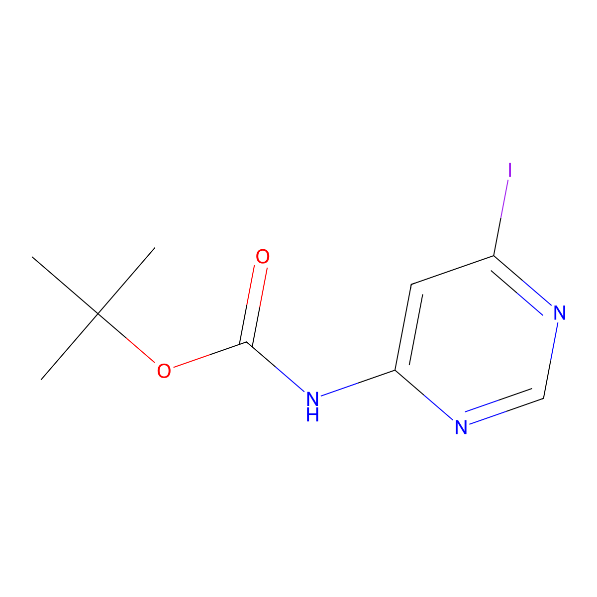 N-Boc-6-iodopyrimidin-4-amine molecular structure, CAS 2680758-63-6