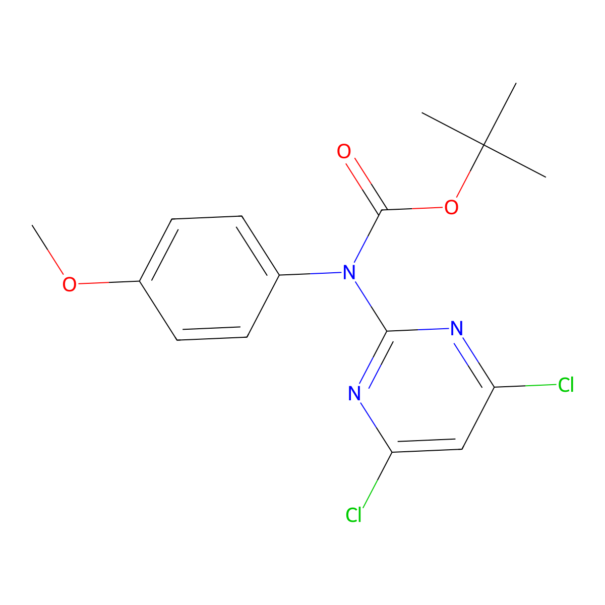 tert-butyl N-(4,6-dichloropyrimidin-2-yl)-N-(4-methoxyphenyl)carbamate molecular structure, CAS 2680758-69-2