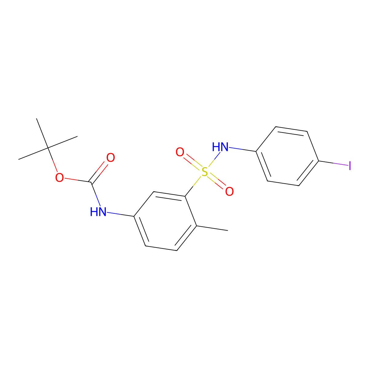 tert-butyl N-{3-[(4-iodophenyl)sulfamoyl]-4-methylphenyl}carbamate molecular structure, CAS 2680758-75-0