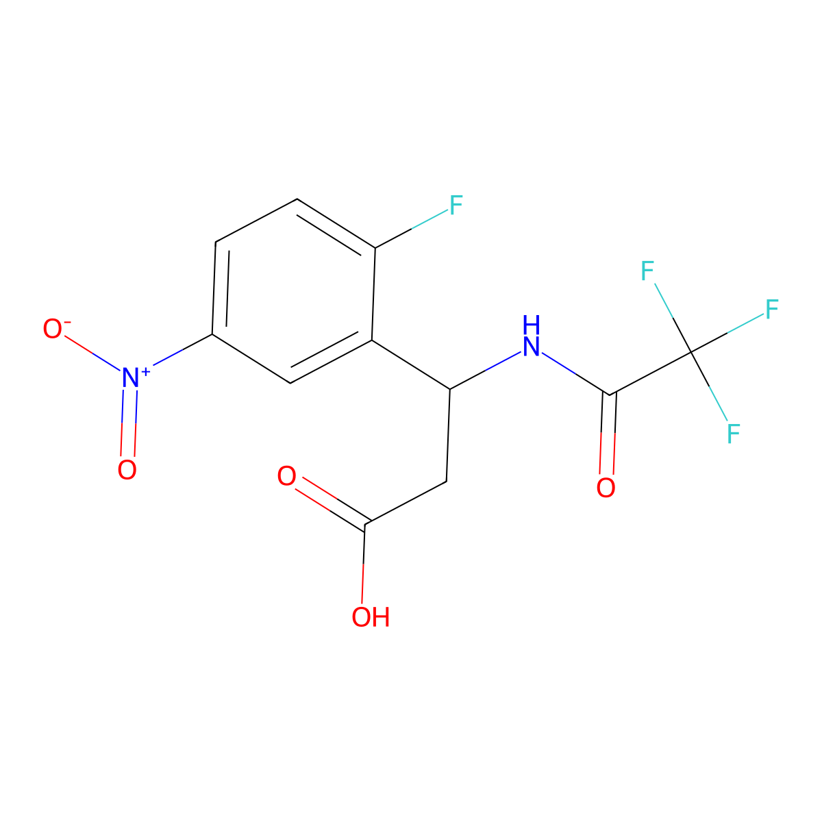 3-(2-Fluoro-5-nitrophenyl)-3-(2,2,2-trifluoroacetamido)propanoic acid molecular structure, CAS 2680758-82-9