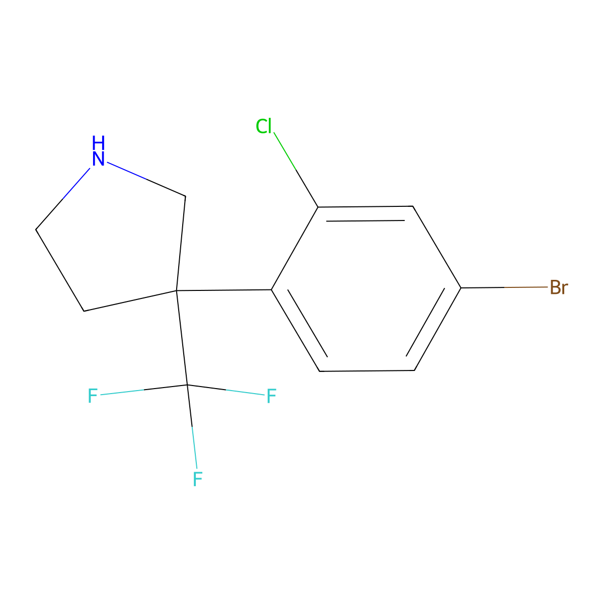 3-(4-Bromo-2-chlorophenyl)-3-(trifluoromethyl)pyrrolidine molecular structure, CAS 2680758-85-2
