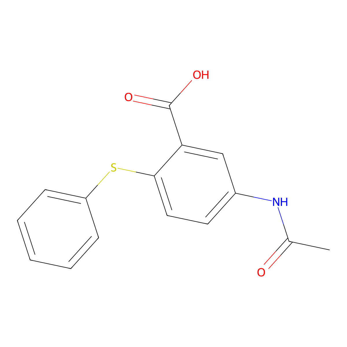 5-Acetamido-2-(phenylsulfanyl)benzoic acid molecular structure, CAS 2680758-89-6
