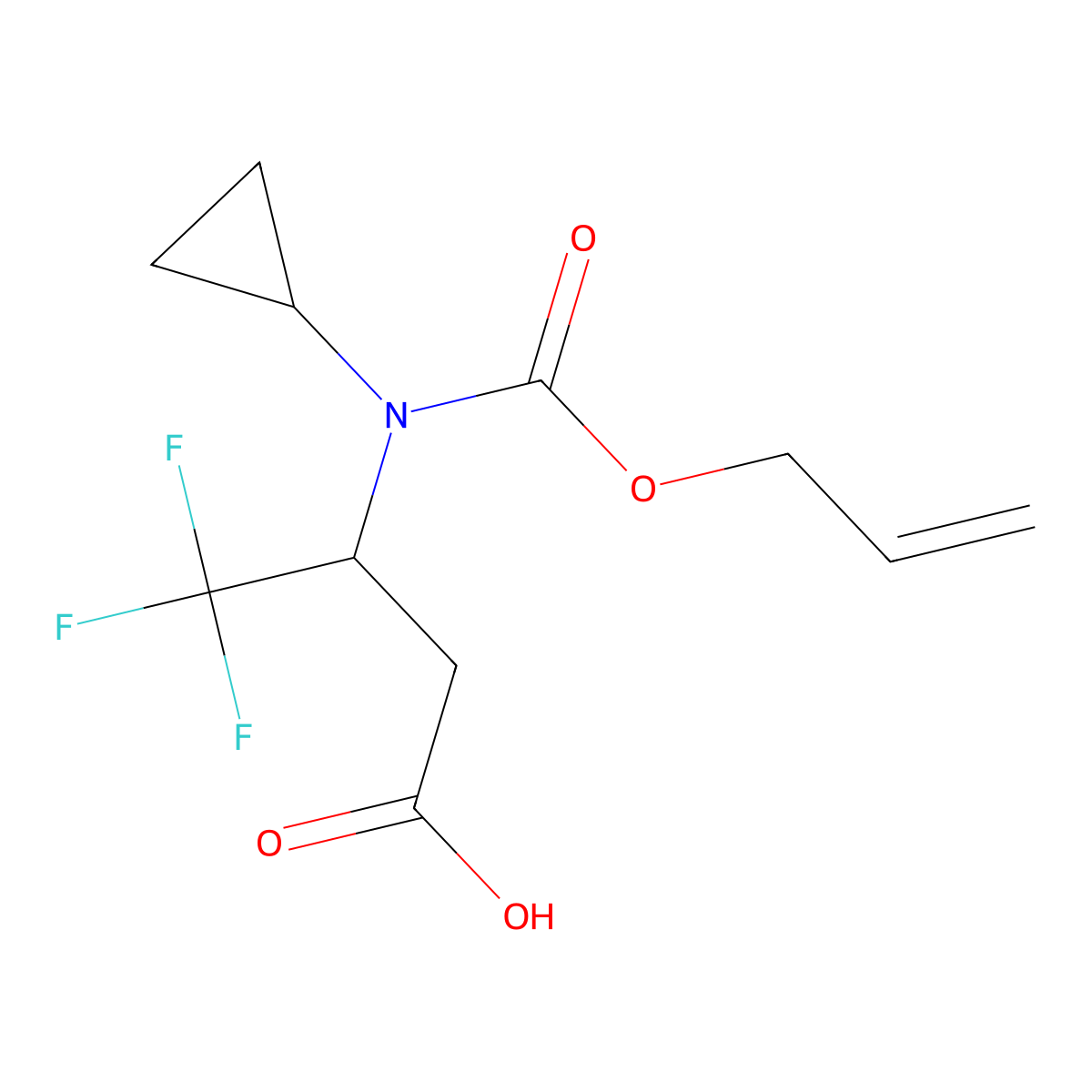 3-{Cyclopropyl[(prop-2-en-1-yloxy)carbonyl]amino}-4,4,4-trifluorobutanoic acid molecular structure, CAS 2680758-94-3