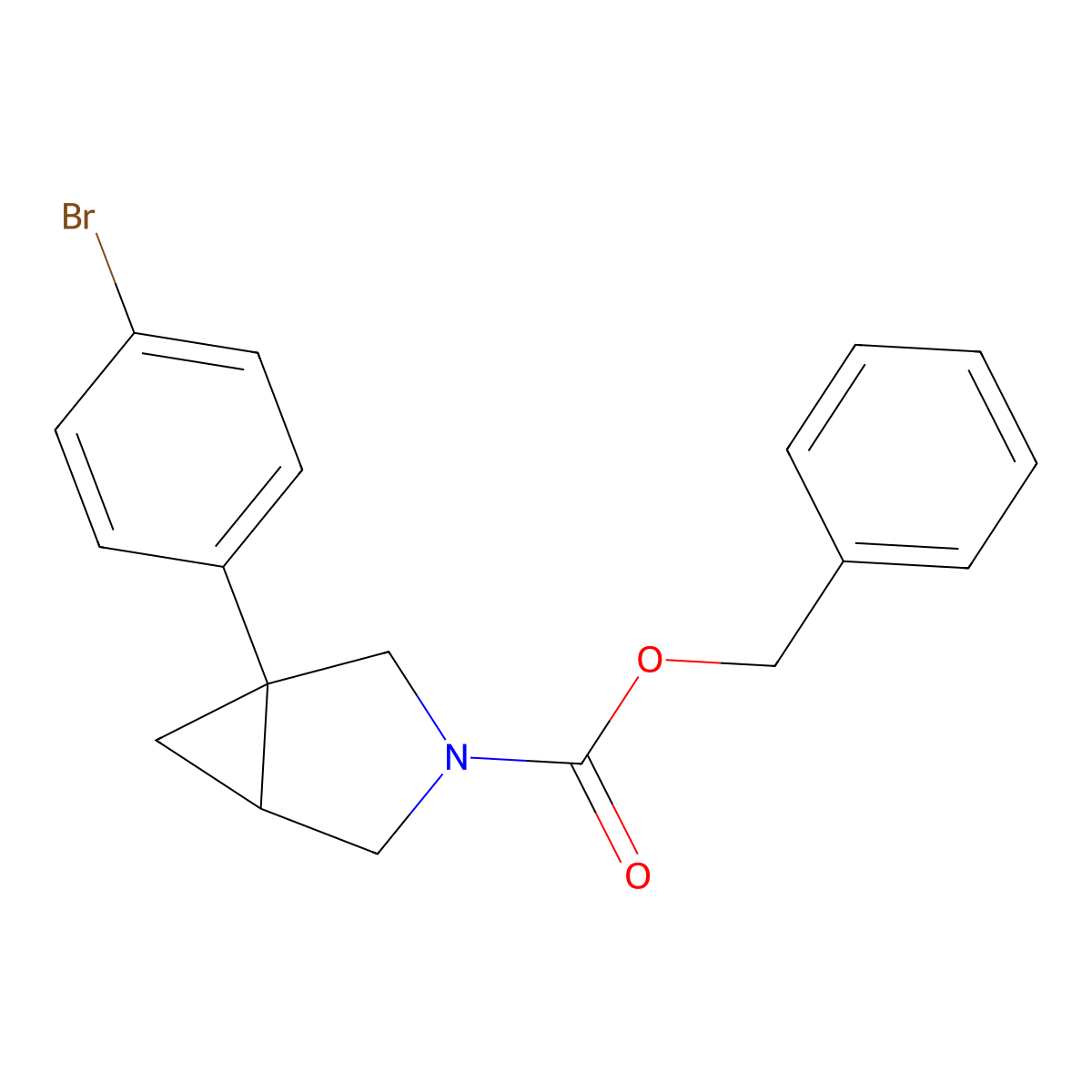 Benzyl 1-(4-bromophenyl)-3-azabicyclo[3.1.0]hexane-3-carboxylate molecular structure, CAS 2680758-95-4