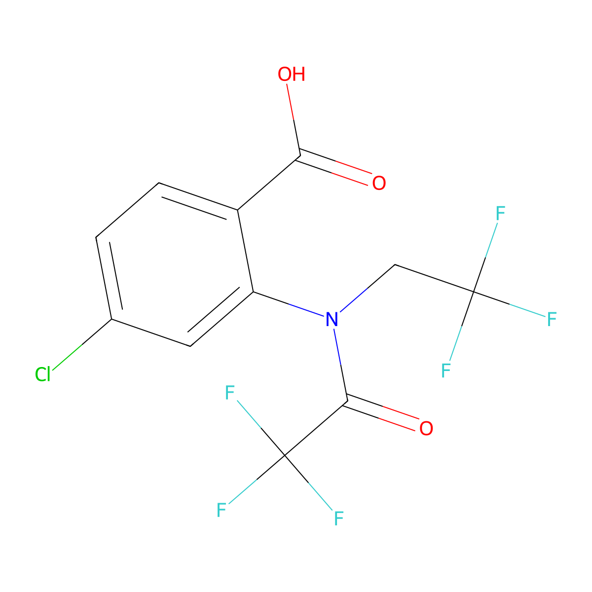4-chloro-2-[2,2,2-trifluoro-N-(2,2,2-trifluoroethyl)acetamido]benzoic acid molecular structure, CAS 2680758-96-5