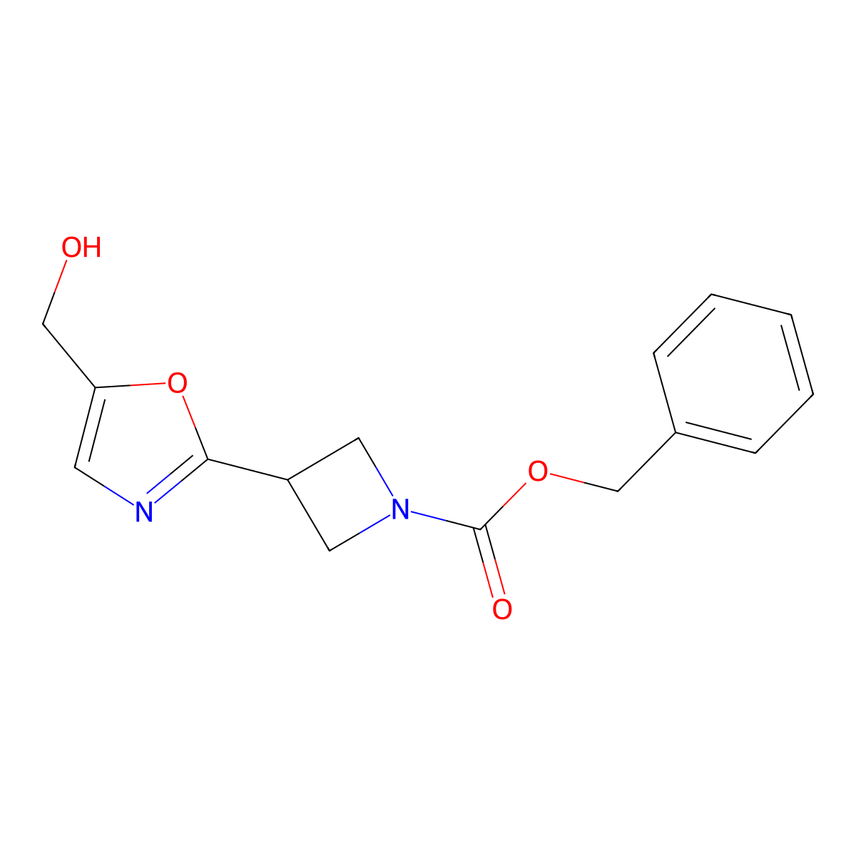 Benzyl 3-[5-(hydroxymethyl)-1,3-oxazol-2-yl]azetidine-1-carboxylate molecular structure, CAS 2680758-98-7