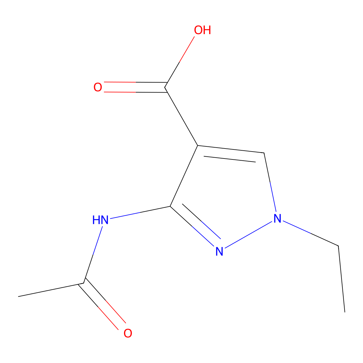 3-acetamido-1-ethyl-1H-pyrazole-4-carboxylic acid molecular structure, CAS 2680759-03-7