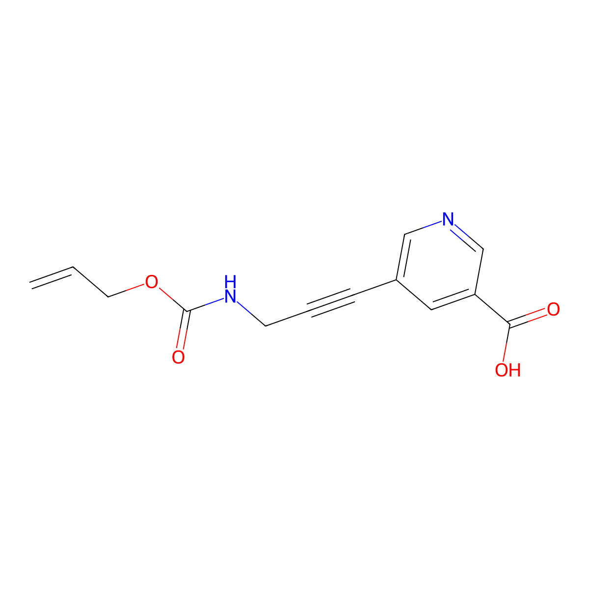 5-(3-{[(Prop-2-en-1-yloxy)carbonyl]amino}prop-1-yn-1-yl)pyridine-3-carboxylic acid molecular structure, CAS 2680759-08-2