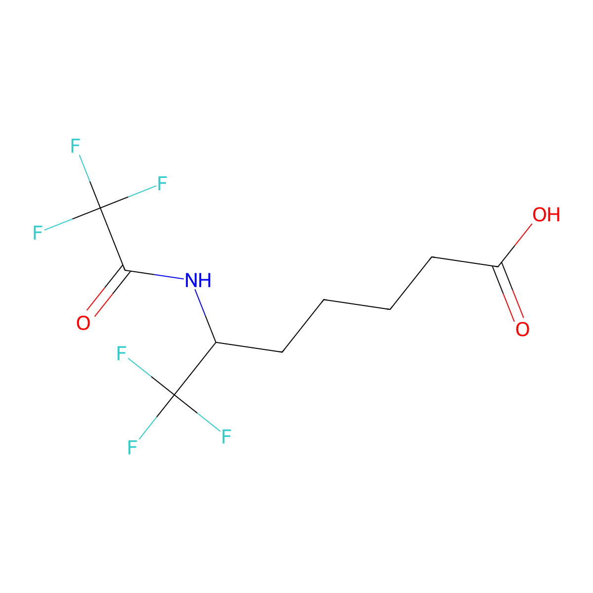 7,7,7-Trifluoro-6-(2,2,2-trifluoroacetamido)heptanoic acid molecular structure, CAS 2680759-18-4