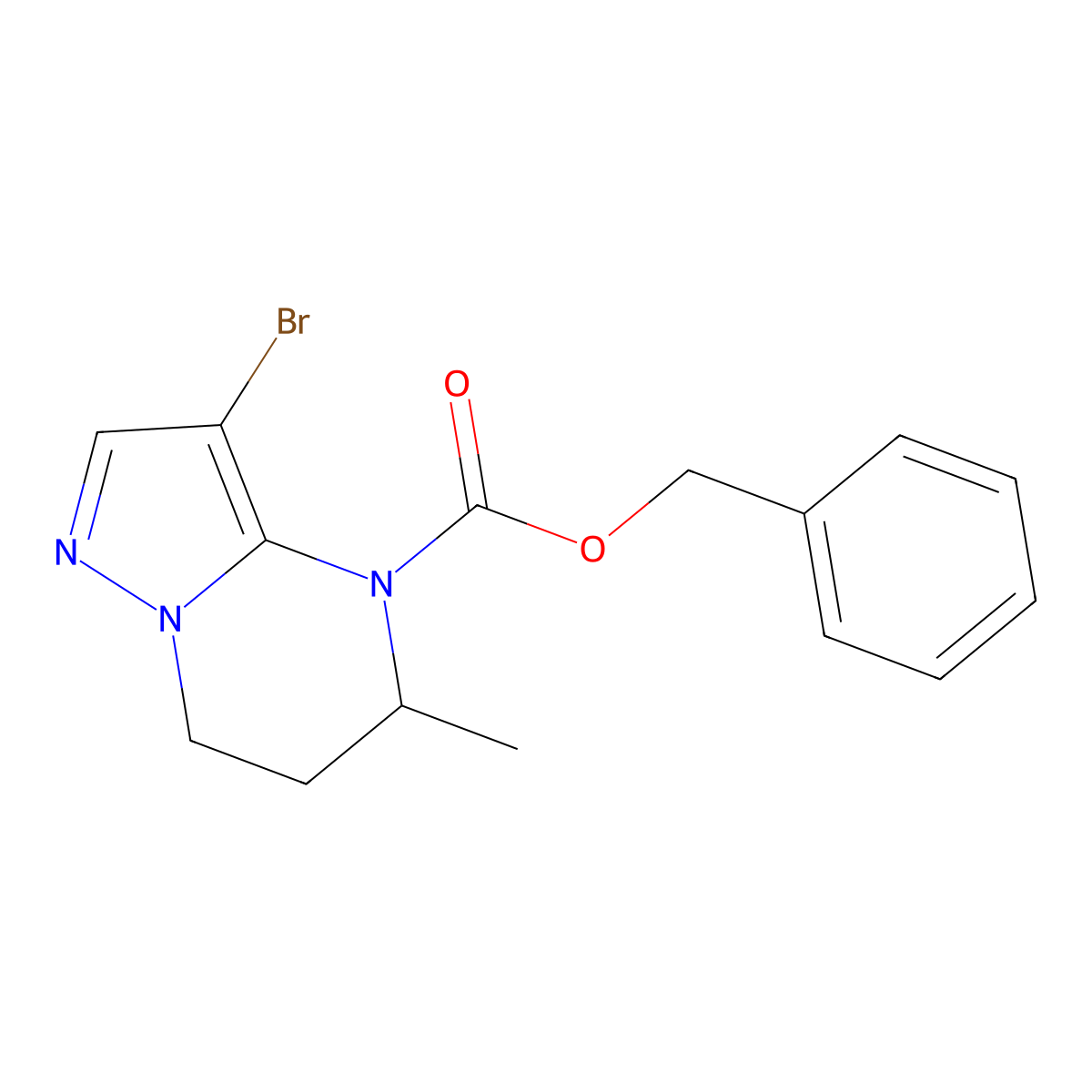 benzyl 3-bromo-5-methyl-4H,5H,6H,7H-pyrazolo[1,5-a]pyrimidine-4-carboxylate molecular structure, CAS 2680759-21-9