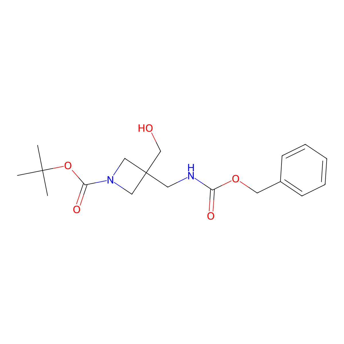 Tert-butyl 3-({[(benzyloxy)carbonyl]amino}methyl)-3-(hydroxymethyl)azetidine-1-carboxylate molecular structure, CAS 2680759-22-0