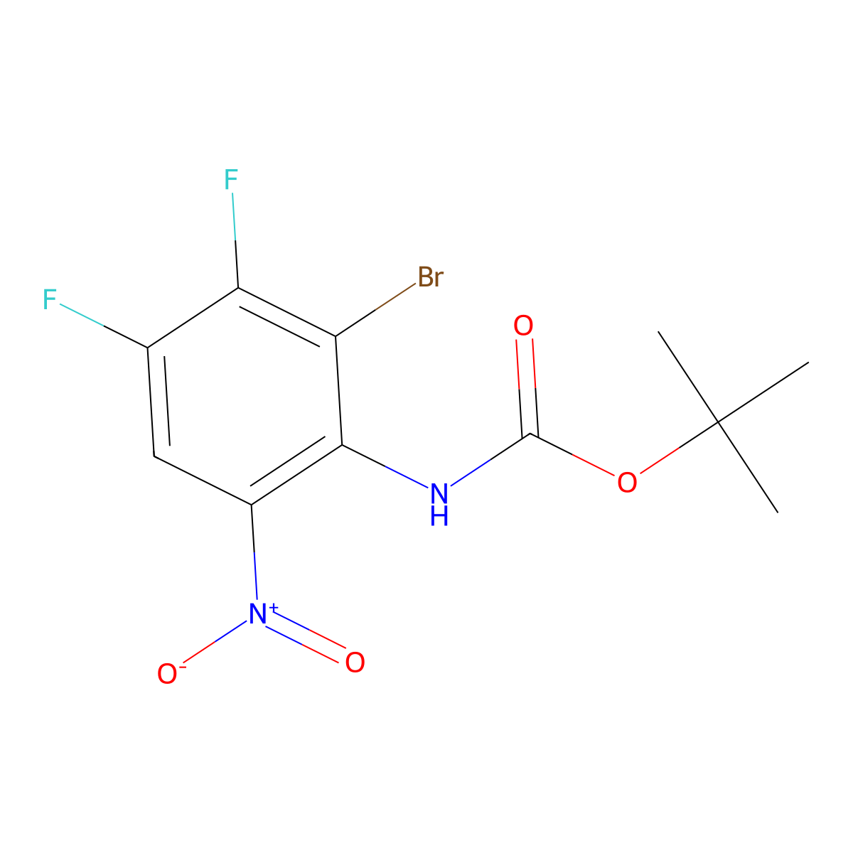 tert-butyl N-(2-bromo-3,4-difluoro-6-nitrophenyl)carbamate molecular structure, CAS 2680759-23-1