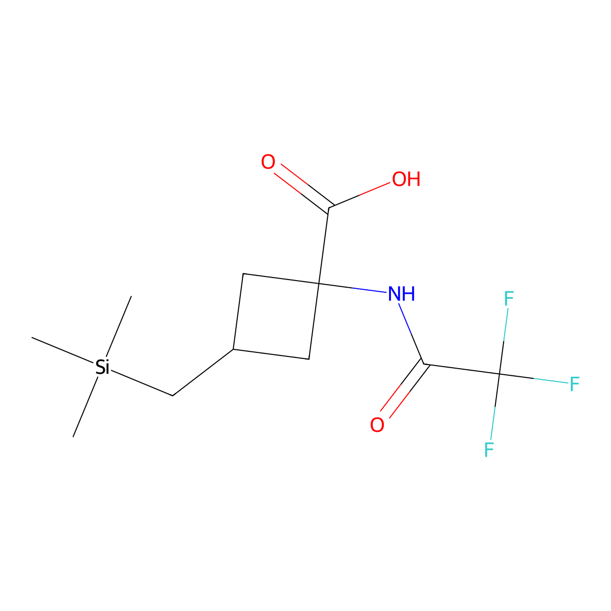 1-(2,2,2-Trifluoroacetamido)-3-[(trimethylsilyl)methyl]cyclobutane-1-carboxylic acid molecular structure, CAS 2680759-29-7