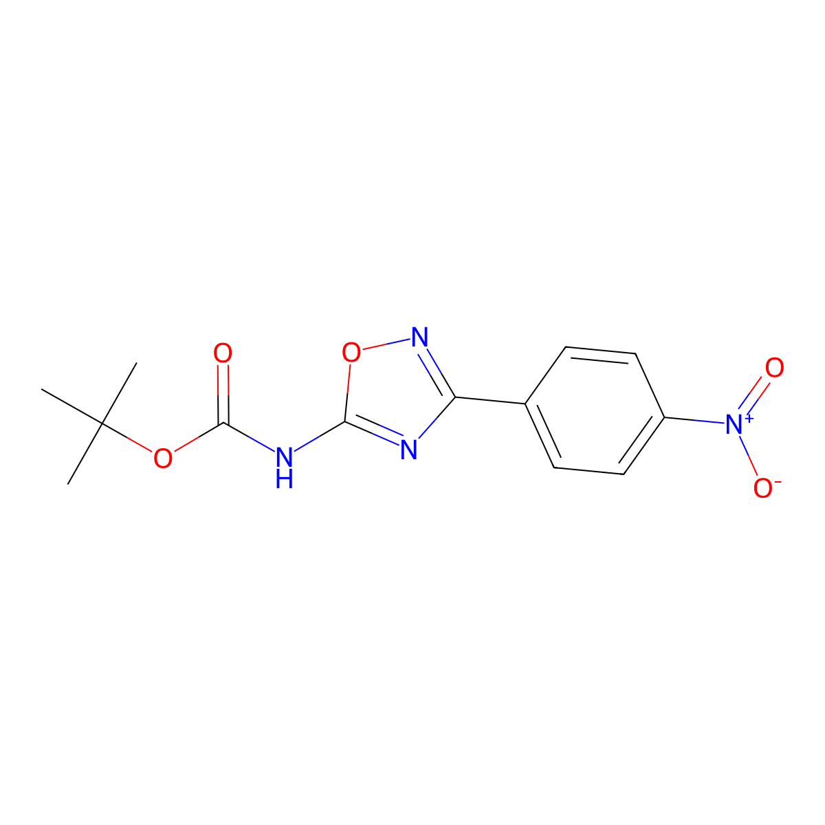tert-butyl N-[3-(4-nitrophenyl)-1,2,4-oxadiazol-5-yl]carbamate molecular structure, CAS 2680759-34-4