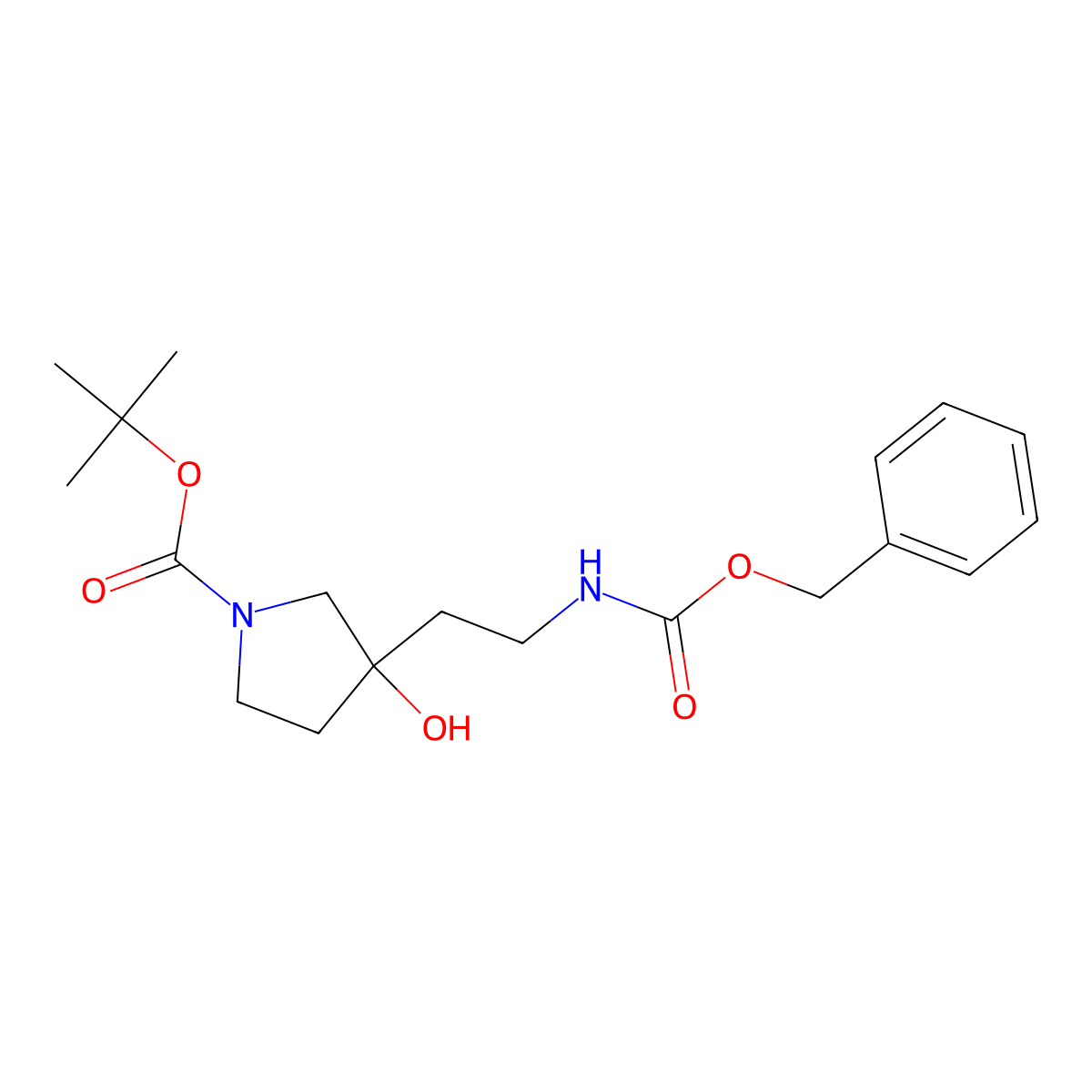Tert-butyl 3-(2-{[(benzyloxy)carbonyl]amino}ethyl)-3-hydroxypyrrolidine-1-carboxylate molecular structure, CAS 2680759-36-6