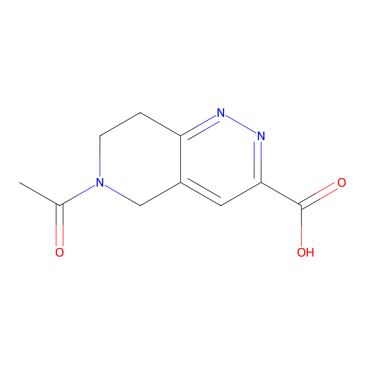 6-acetyl-5H,6H,7H,8H-pyrido[4,3-c]pyridazine-3-carboxylic acid molecular structure, CAS 2680759-44-6