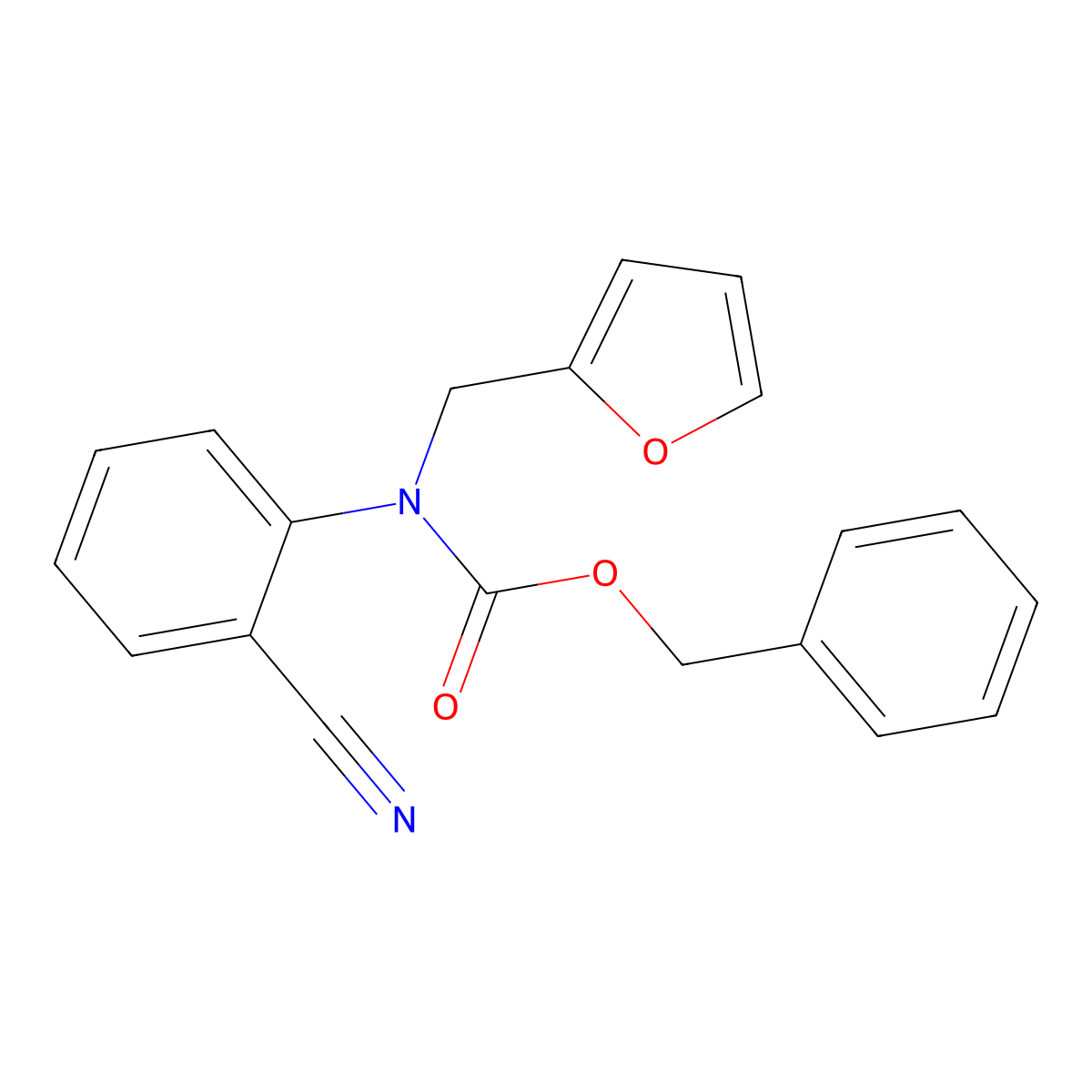 benzyl N-(2-cyanophenyl)-N-[(furan-2-yl)methyl]carbamate molecular structure, CAS 2680759-46-8